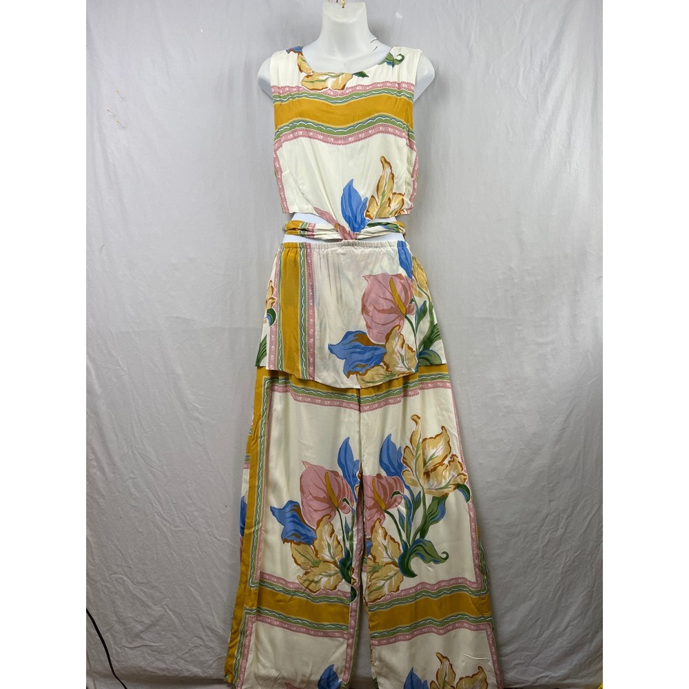 Sabo PIP Jumpsuit Women 12 Floral Cutout Wide Leg Sleeveless Resortcore Tropical
